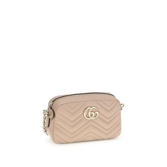 Gucci Womens Gg Marmont Shoulder Bag Beige Lamb Nappa Leather
