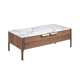 Angel Cerd&aacute; Rectangular Coffee Table Marble-Effect Glass Top in Brown