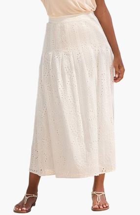 Lascana Womens Eyelet Maxi Skirt in White at Nordstrom, Size 10