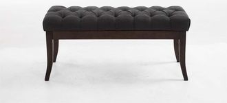 Clp Taburete Recibidor Ramses En Tela & Madera Oscura Gris Oscuro 100 Cm