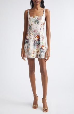 Alice & Olivia Julia Floral Print Sleeveless Minidress in Sweet Peony at Nordstrom, Size 14