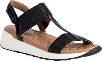 Jambu Claire T-Strap Wedge Sandal in Black Raffia at Nordstrom Rack, Size 9.5