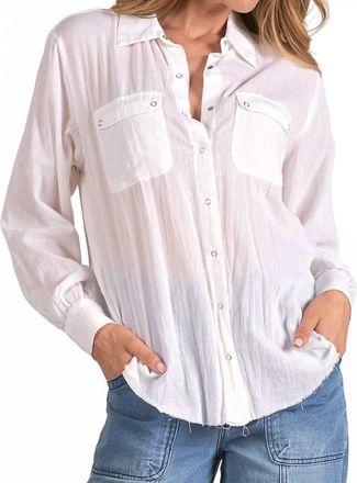 Elan Val Long Sleeve Blouse In White
