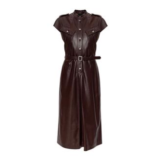 Alexander McQueen Kleedjes, Dames, Rood, S, Leer, Leren Uniform Jurk