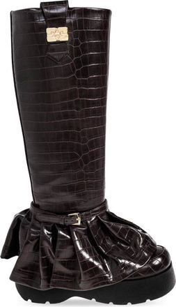 Ganni Schoenen, Dames, Bruin, 38 EU, Leer, Kat High Boots