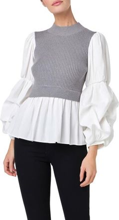English Factory Combo Top in Heather Grey/White at Nordstrom, Size X-Small