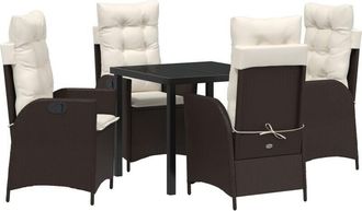 vidaXL Garden Dining Set 5 pcs Brown Poly Rattan Vidaxl