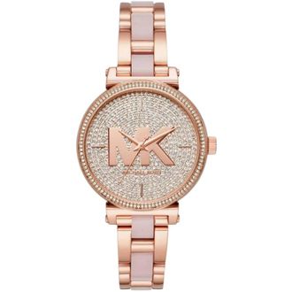 Michael Kors Horloge voor dames van roestvrij staal met quartz uurwerk - Dames - Horloges - Roze - ONE Size - Accessoires