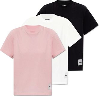 Jil Sander Tops, Dames, Veelkleurig, S, Katoen, Driepak met logo t-shirts