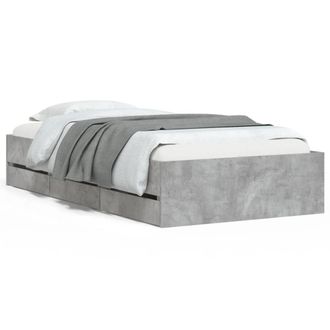 Berkfield Home Bed Frame w/Drawers Frame Concrete Grey 75x190 cm Small Single