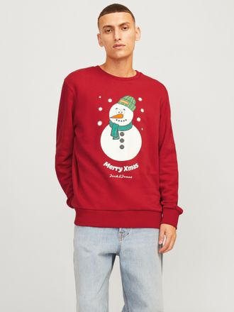 Jack & Jones Sweatshirt JACK & JONES JJXMAS JOLLY SWEAT CREW NECK, Herren, Gr. L, gr&uuml;n (scarlet sage), angeraute Sweatware, Obermaterial: 88% Baumwolle, 12% Polyes