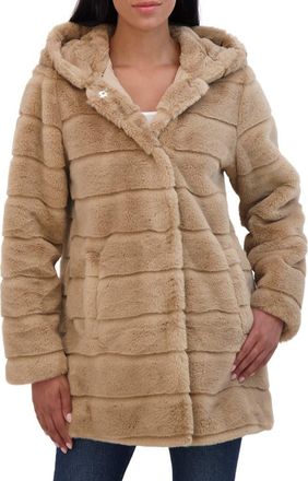 Sebby Hooded Faux Fur Jacket in Camel at Nordstrom Rack, Size X-Large