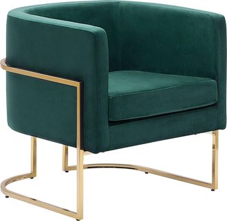 Beliani Beliani - Sill&oacute;n De Terciopelo Verde Oscuro Dorado Metal Respaldo Glamour Sala De Estar Dormitorio Sirkka