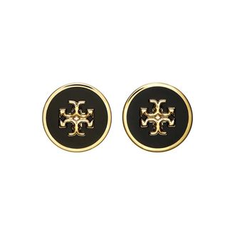 Tory Burch Icon Enamel Circle-Stud Oorbellen - Dames - Oorbellen - Zwart - ONE Size - Accessoires