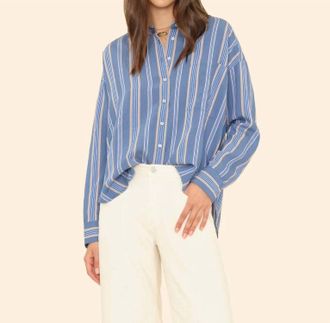 Xirena Jordy Shirt In Navy Blue Stripe