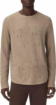John Varvatos Vera Distressed Jacquard Long Sleeve Crewneck T-Shirt in Haze Grey at Nordstrom, Size Xx-Large