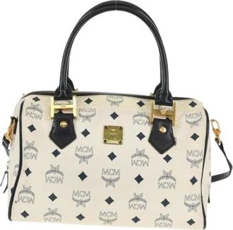 MCM Pre-owned Handbags, female, White, Size: ONE SIZE Pre-owned Canvas Handbag