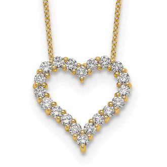 Diamond2Deal 14k Gold 1 Ct Lab Grown Diamond Open Heart Pendant Necklace 18 Clarity VS, Color D-E