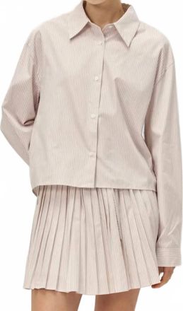Elodie Danika Striped Button-Down Top In Taupe