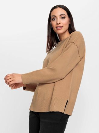 Heine Strickpullover HEINE Pullover, Damen, Gr. 38, braun (camel), 50% Viskose, 28% Polyester, 22% Polyamid, unifarben, Pullover Strickpullover