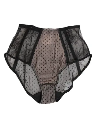 Dolce & Gabbana Black Sheer Polka Dot Lace High Waist Underwear Polyamide Clothing