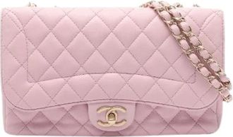 Chanel Pre-owned Matelasse Lambskin Single Flap Shoulder Bag - Dames - Vintage Schoudertas - Roze - ONE Size - Leer - Vintage