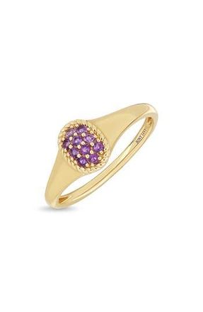 Bony Levy 14K Yellow Gold Pav&eacute; Amethyst Ring in Amethyst/14K Yellow Gold at Nordstrom Rack, Size 6.5