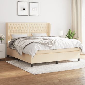 vidaXL Vidaxl - Cama Box Spring Con Colch&oacute;n Tela Color Crema 180x200 Cm
