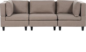 Beliani Sof&aacute; Modular Moderno 3 Plazas Tapizado Tela Poli&eacute;ster Respaldo Acolchado Marr&oacute;n Unstad