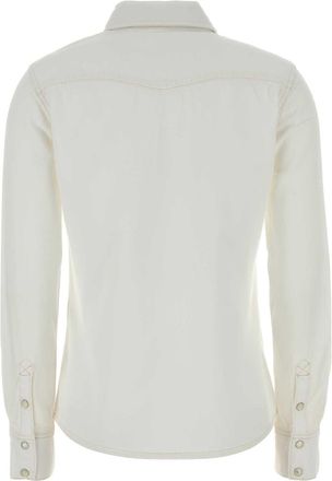 Frame Denim Womens White Denim Shirt Aunaturalclean Exterior: Cotton Lyocell Camicie