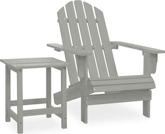 vidaXL Vidaxl - Silla Con Otomana Y Mesa Jard&iacute;n Adirondack Abeto Macizo Gris
