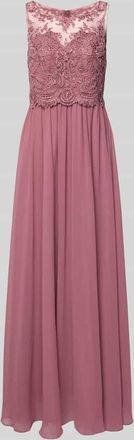 Laona Abendkleid mit Ziersteinen und floralen Stickereien in Altrosa, Gr&ouml;&szlig;e 32