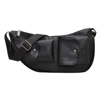 Generic Cymwer PU Leather Fanny Pack Chest Bag Fashion Crossbody Bags for Women Travel (Black)