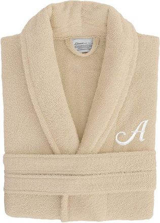 Linum Home Textiles Monogram Terry Bathrobe (A-Z Linum Font) In Small/Medium