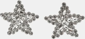 Alessandra Rich Star Crystals Silver Tone Earrings