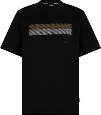 HUGO BOSS T-shirt met streep-artwork - Heren - T-shirts - Zwart - XS - Katoen - Tops