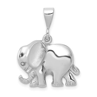 Diamond2Deal 14k White Gold Polished Elephant Charm Pendant