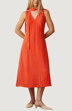 Crescent Cupro Midi Dress with Scarf in Poppy at Nordstrom, Size X-Small