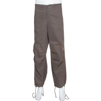 Emporio Armani Dark Grey Cotton Drawstring Waist & Cuff Trousers
