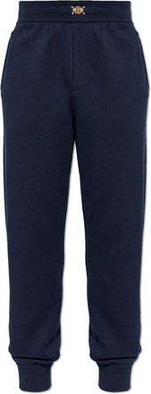 Versace Cashmere-Blend Knit Trainingsbroeken - Heren - Sweatpants - Blauw - S - Katoen - Broeken