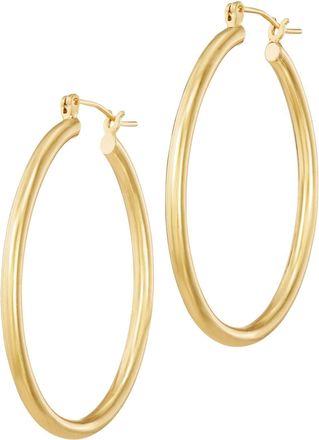 Savvy Cie Jewels GOLD PLATED OVER BRASS OVAL SHAPE PLAIN HOOP EARRINGS