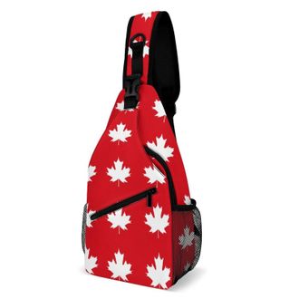 Generic Canadian Maple Canada Flag Unisex Shoulder Bags Casual Crossbody Chest Bag Sling Backpack for Hiking Cycling Travel
