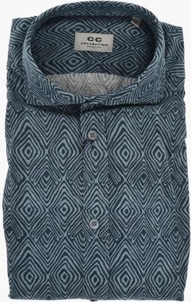 Corneliani CC COLLECTION Linen Blend Shirt with Geometric Pattern size 40