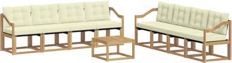 vidaXL Conjunto De Sof&aacute;s De Exterior 9 Uds. Blanco Y Crema Vidaxl