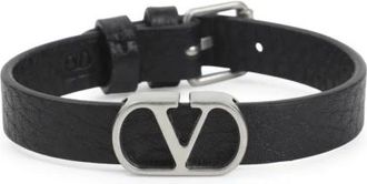 Valentino Garavani VLogo Signature Armband - Heren - Armbanden - Zwart - ONE Size - Leer - Accessoires