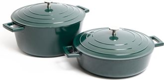 MasterClass MasterClass Set of Gift-Boxed Cast Aluminium Hunter Green Shallow Casserole Dish, 28cm 4 Litre, 28cm, 5 Litre