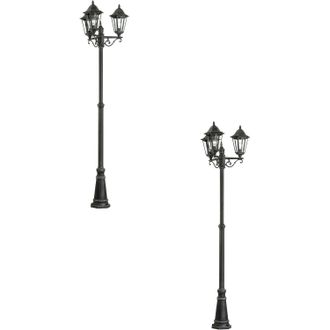 Loops 2 PACK IP44 Outdoor Bollard Light Black & Silver Patina Aluminium 3x 60W E27