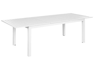 Beliani Mesa de comedor 8 personas de metal blanco