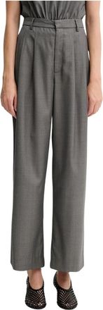 Gestuz Wijde Broek - Dames - Wijde Broeken - Grijs - M - Polyester - Broeken