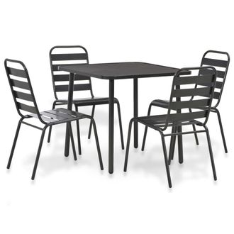 vidaXL Juego De Comedor De Jard&iacute;n 5 Piezas Acero Gris Oscuro Vidaxl